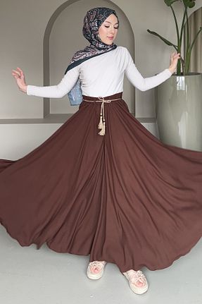 شلوار قهوه ای زنانه مخلوط ویسکون Saklı Butik - کد 904367746