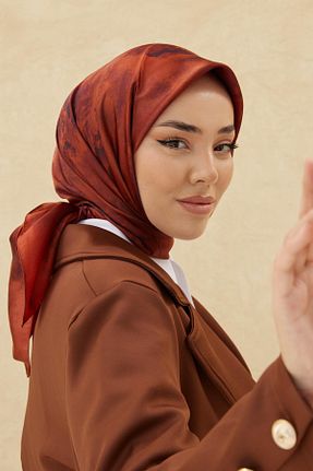 روسری نارنجی پلی استر Silk Home - کد 775772295