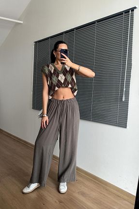 پلیور خاکی زنانه طرح دار Mixray - کد 904361381