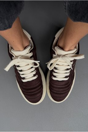 کفش اسنیکر قهوه ای زنانه بند دار Mupa Shoes - کد 904389013