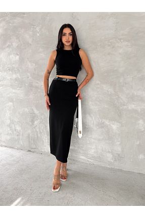 دامن مشکی زنانه ویسکون Ozy Fashion - کد 904412587