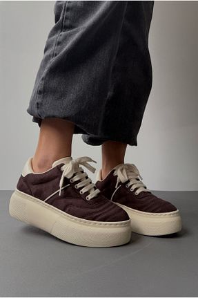 کفش اسنیکر قهوه ای زنانه بند دار Mupa Shoes - کد 904389013