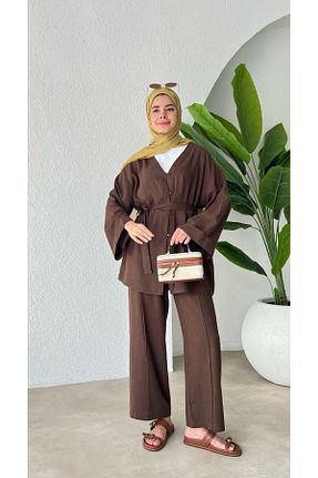 ست بالاتنه و پائین تنه قهوه ای زنانه بافتنی My Blog - کد 904422436