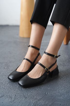 کفش پاشنه بلند کلاسیک مشکی زنانه چرم MODAADAM - کد 854665582