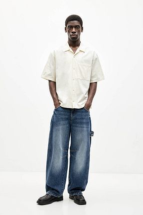شلوار جین آبی مردانه پاچه گشاد Pull & Bear - کد 904449719