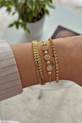 دستبند جواهر طلائی زنانه زیرکن Onouqo - کد 904452570