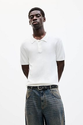 پولوشرت سفید مردانه رگولار Pull & Bear - کد 904457094