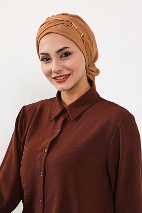شال قهوه ای زنانه پلی استر Aisha