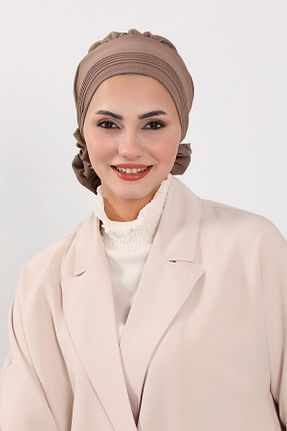 شال قهوه ای زنانه پلی استر Aisha