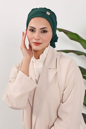 شال سبز زنانه پنبه پلی استر Aisha