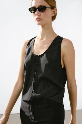 بلوز مشکی زنانه ساده Massimo Dutti - کد 906410079
