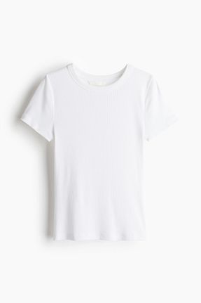 تیشرت سفید زنانه رگولار H&M - کد 904486108