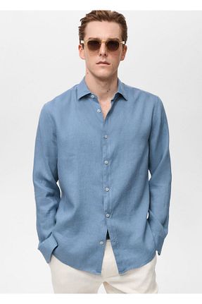 پیراهن آبی مردانه اسلیم MANGO Man - کد 898627295
