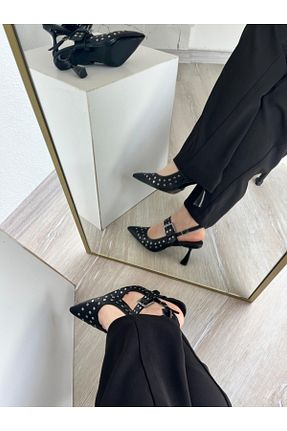 کفش پاشنه بلند کلاسیک مشکی زنانه چرم مصنوعی BPSHOES - کد 904493564