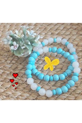 دستبند جواهر فیروزه ای زنانه سنگ طبیعی Takuce - کد 904488152