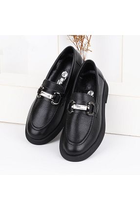 کفش لوفر مشکی زنانه چرم خالص PARİS - کد 905765852