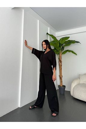 ست بالاتنه و پائین تنه مشکی زنانه بافتنی sportiness - کد 904496557