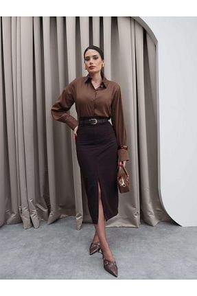 دامن قهوه ای زنانه پارچه Lady Pixie - کد 904504797