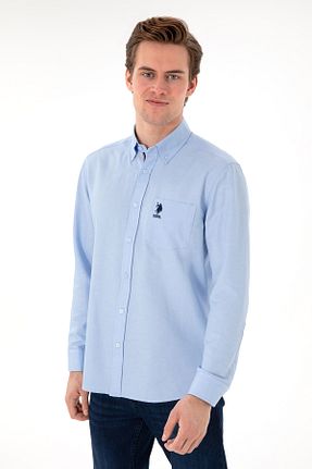 پیراهن آبی مردانه یقه پیراهنی U.S. Polo Assn. - کد 904538778
