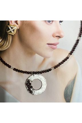 گردنبند نقره قهوه ای زنانه 925 عیار iz jewelry - کد 904528756