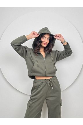ست بالاتنه و پائین تنه خاکی زنانه پنبه ای MinikKuş Tasarım - کد 904536556