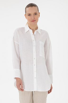 پیراهن سفید زنانه یقه کلاسیک U.S. Polo Assn. - کد 904522851