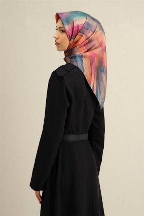 روسری آبی کرپ ساتن ابریشم Armine - کد 904533103