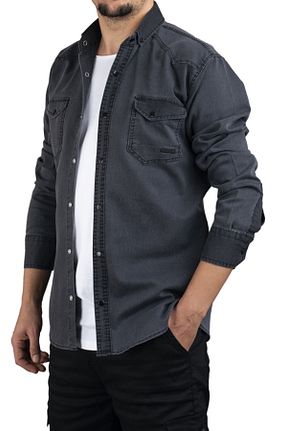 پیراهن طوسی مردانه اسلیم فیت bombe - کد 904582986