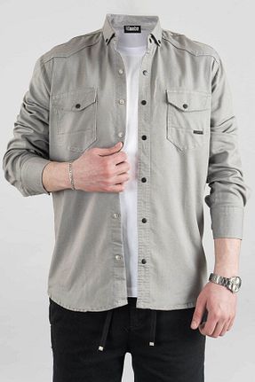 پیراهن طوسی مردانه اسلیم فیت bombe - کد 904583343