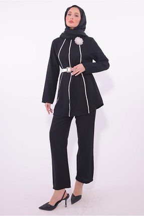 ست بالاتنه و پائین تنه حجاب مشکی زنانه رگولار TRENDTESETTÜR - کد 904594831
