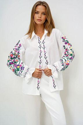 پیراهن سفید زنانه رگولار VAGGON - کد 904609427
