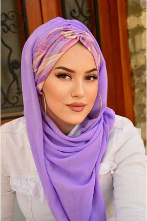 شال بنفش زنانه پنبه ای Aişe Tesettür - کد 827108883