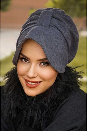 کلاه طوسی زنانه پشمی Aişe Tesettür - کد 783375059