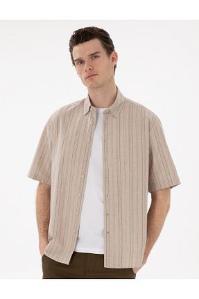 پیراهن خاکی مردانه اورسایز Pierre Cardin - کد 904635468