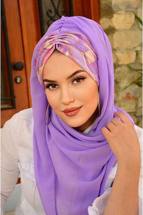 شال بنفش زنانه پنبه ای Aişe Tesettür - کد 827108883