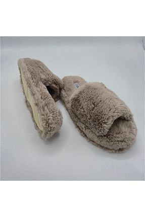 دمپائی خانگی قهوه ای زنانه پارچه ای fluffy - کد 904646490