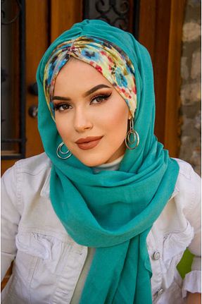 شال سبز زنانه پنبه پلی استر Aişe Tesettür - کد 827174395