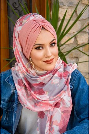 شال صورتی زنانه پلی استر Aişe Tesettür - کد 827164625