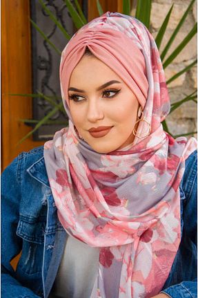 شال صورتی زنانه پلی استر Aişe Tesettür - کد 827164625