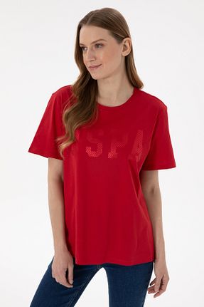 تیشرت قرمز زنانه یقه دوچرخه U.S. Polo Assn. - کد 904652114