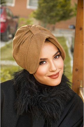 کلاه قهوه ای زنانه پشمی Aişe Tesettür - کد 777315538