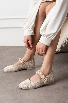بابت بژ زنانه چرم مصنوعی ŞNG Ayakkabı - کد 904645936