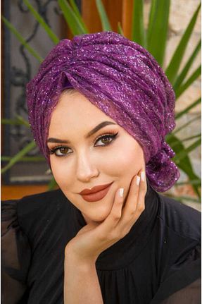 شال بنفش زنانه پنبه ای Aişe Tesettür - کد 827148956