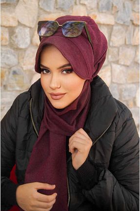 کلاه زرشکی زنانه پشمی Aişe Tesettür - کد 680392003