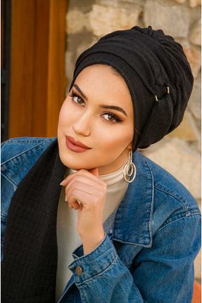 کلاه شنای حجاب مشکی زنانه Aişe Tesettür - کد 681061936
