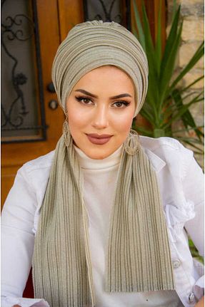 شال طلائی زنانه پنبه پلی استر Aişe Tesettür - کد 815609045