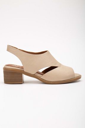 صندل بژ زنانه پاشنه ضخیم ANALİN SHOES - کد 834585970