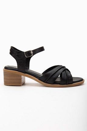 صندل مشکی زنانه پاشنه ضخیم ANALİN SHOES - کد 835065465