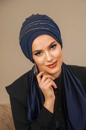 شال سرمه ای زنانه پنبه پلی استر Aişe Tesettür - کد 815619671
