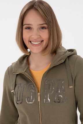 سوئیشرت قهوه ای زنانه ساده U.S. Polo Assn. - کد 904654121